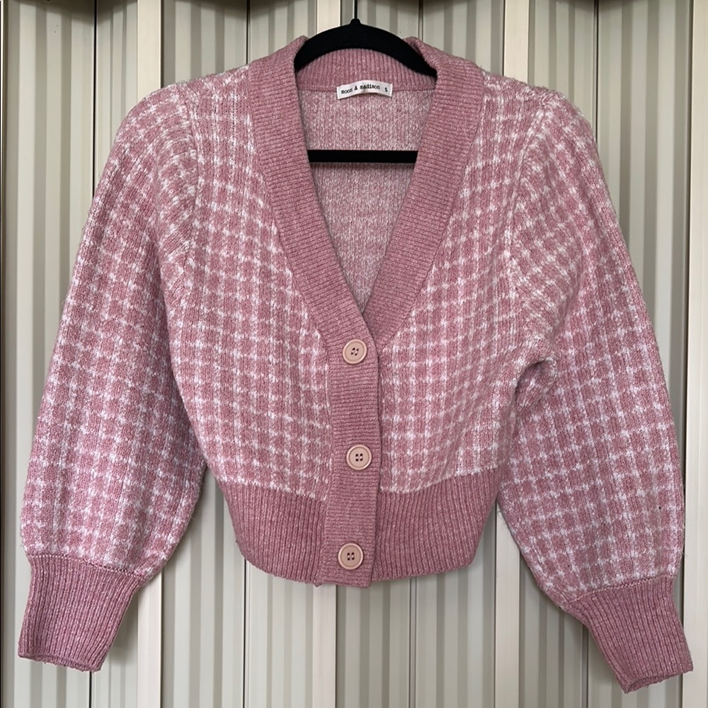moon & madison Pink V-Neck Cardigan Sweater